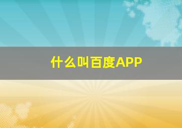 什么叫百度APP