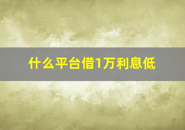 什么平台借1万利息低