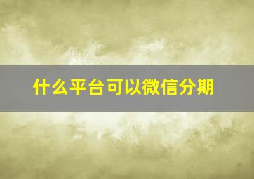 什么平台可以微信分期