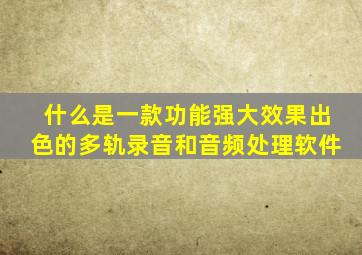 什么是一款功能强大效果出色的多轨录音和音频处理软件