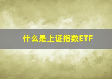 什么是上证指数ETF