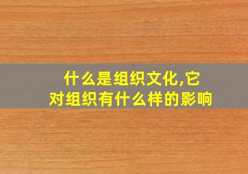 什么是组织文化,它对组织有什么样的影响