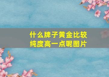 什么牌子黄金比较纯度高一点呢图片