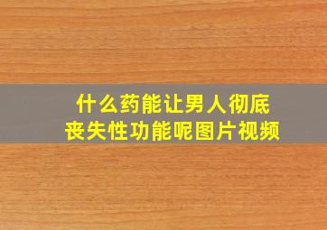 什么药能让男人彻底丧失性功能呢图片视频