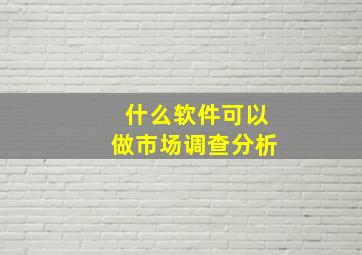 什么软件可以做市场调查分析