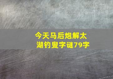 今天马后炮解太湖钓叟字谜79字