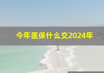 今年医保什么交2024年