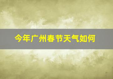 今年广州春节天气如何