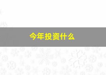 今年投资什么