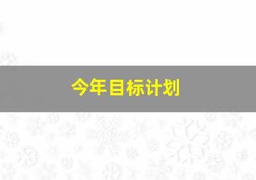 今年目标计划