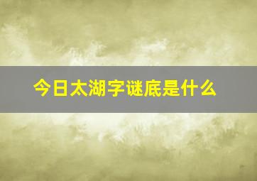 今日太湖字谜底是什么