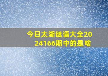 今日太湖谜语大全2024166期中的是啥