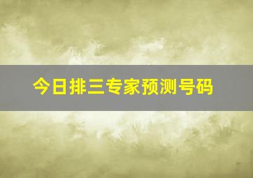 今日排三专家预测号码