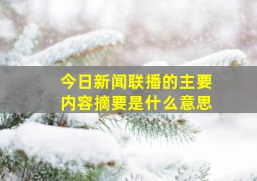 今日新闻联播的主要内容摘要是什么意思