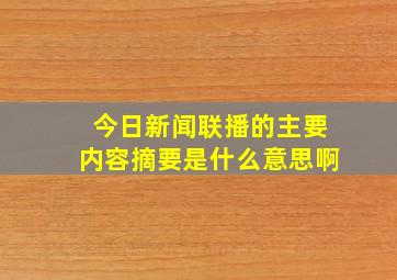 今日新闻联播的主要内容摘要是什么意思啊