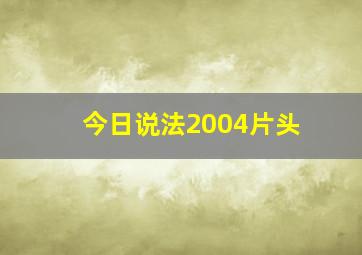 今日说法2004片头