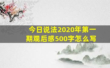 今日说法2020年第一期观后感500字怎么写