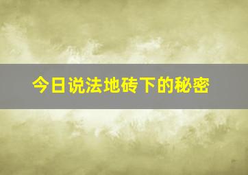 今日说法地砖下的秘密