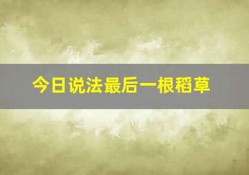 今日说法最后一根稻草