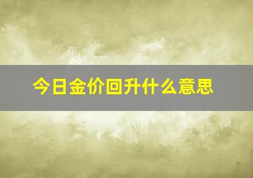 今日金价回升什么意思