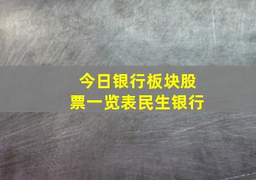 今日银行板块股票一览表民生银行