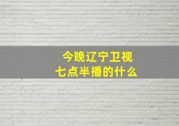 今晚辽宁卫视七点半播的什么