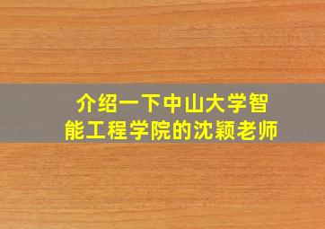 介绍一下中山大学智能工程学院的沈颖老师