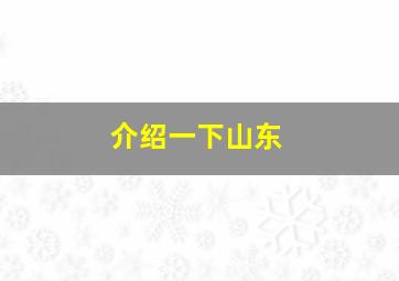 介绍一下山东