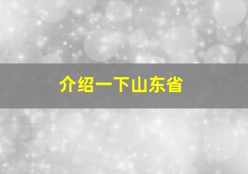 介绍一下山东省