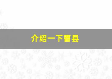 介绍一下曹县