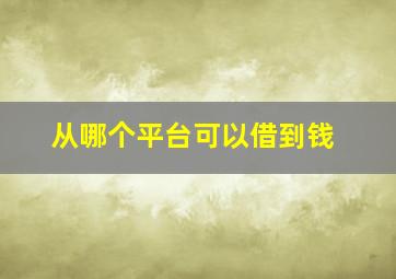 从哪个平台可以借到钱