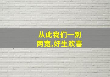 从此我们一别两宽,好生欢喜