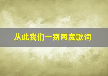 从此我们一别两宽歌词