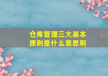 仓库管理三大基本原则是什么意思啊