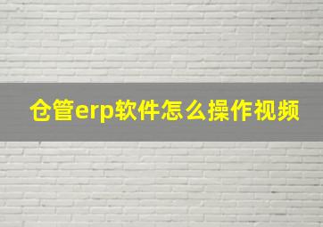 仓管erp软件怎么操作视频