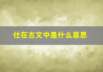 仕在古文中是什么意思