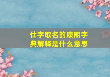 仕字取名的康熙字典解释是什么意思