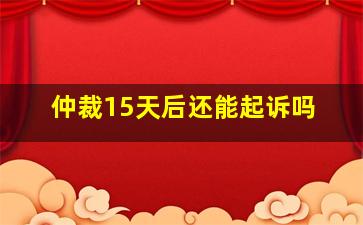 仲裁15天后还能起诉吗