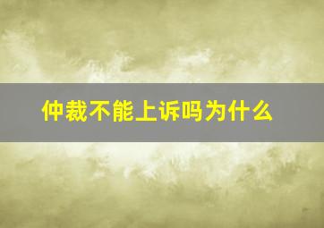 仲裁不能上诉吗为什么