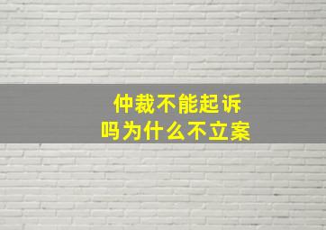 仲裁不能起诉吗为什么不立案