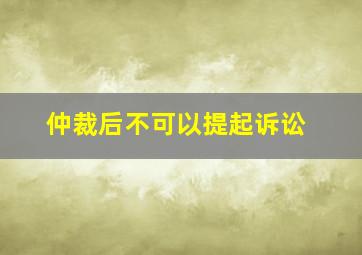 仲裁后不可以提起诉讼