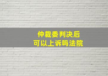 仲裁委判决后可以上诉吗法院