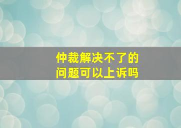 仲裁解决不了的问题可以上诉吗