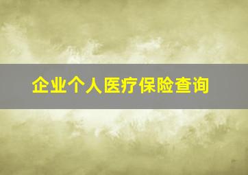 企业个人医疗保险查询