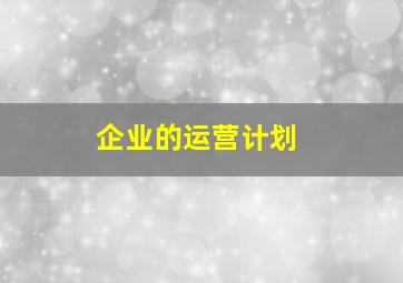 企业的运营计划