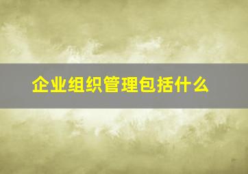 企业组织管理包括什么