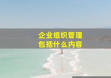 企业组织管理包括什么内容