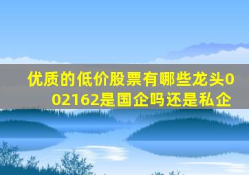 优质的低价股票有哪些龙头002162是国企吗还是私企