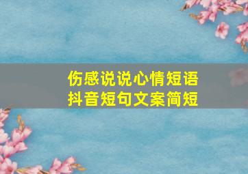 伤感说说心情短语抖音短句文案简短