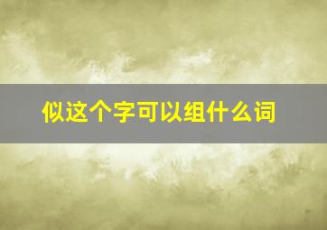 似这个字可以组什么词